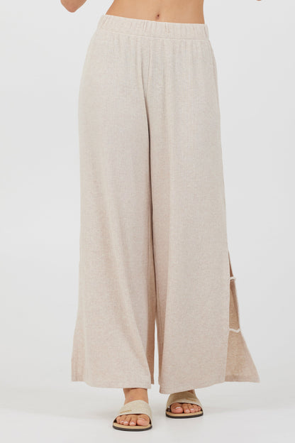 Heather Oatmeal Drapey Knit Cut Out Pants | Vintage Havana