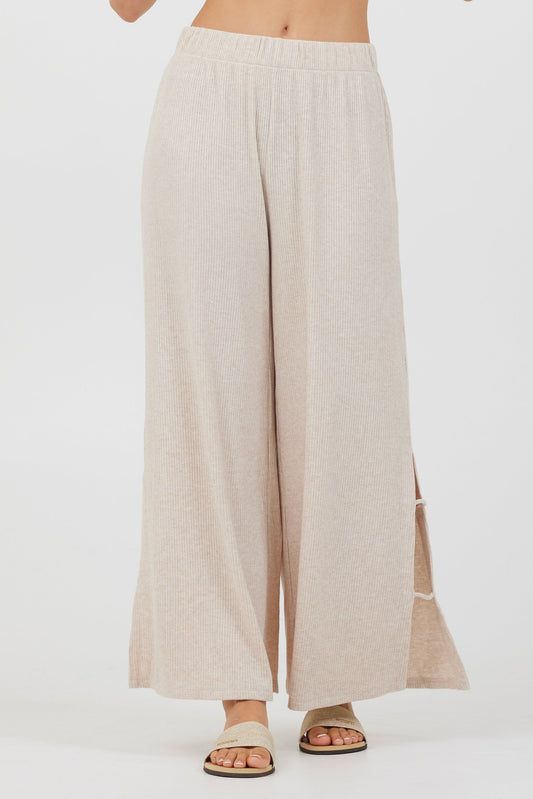 Heather Oatmeal Drapey Knit Cut Out Pants | Vintage Havana