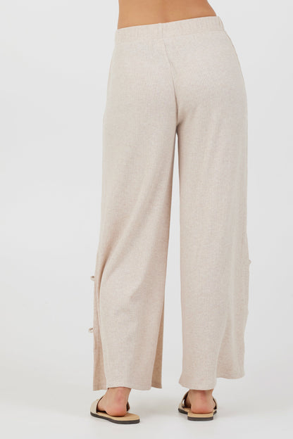 Heather Oatmeal Drapey Knit Cut Out Pants | Vintage Havana