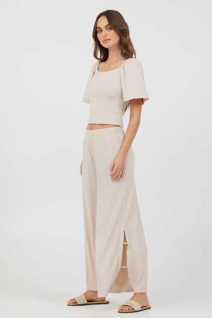 Heather Oatmeal Drapey Knit Cut Out Pants | Vintage Havana