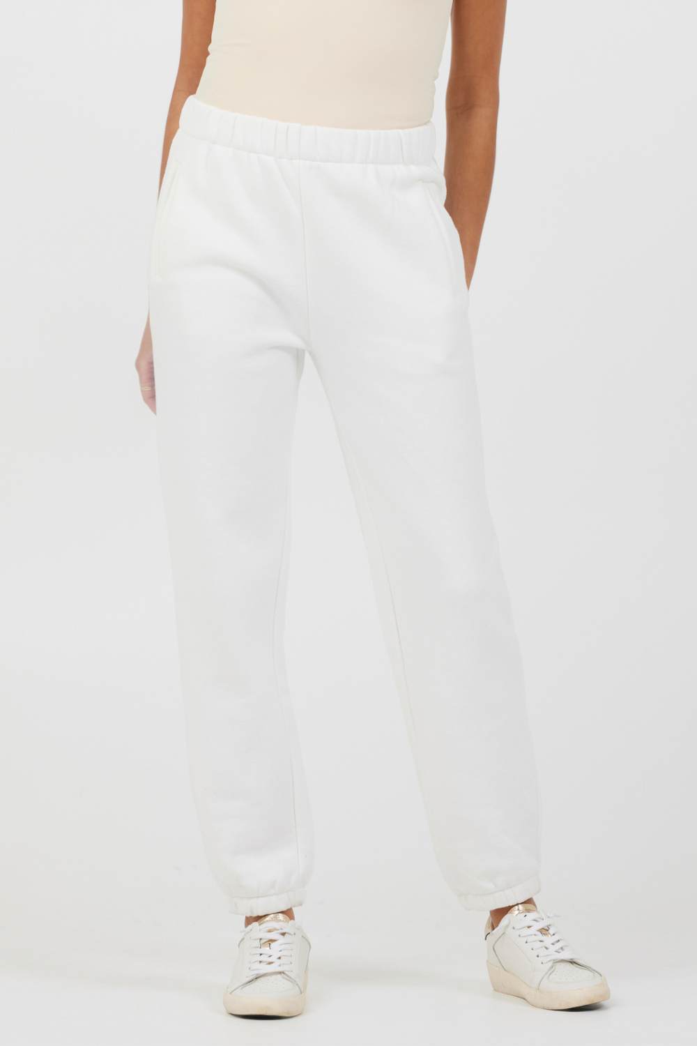White Essentials Fleece Joggers | Vintage Havana