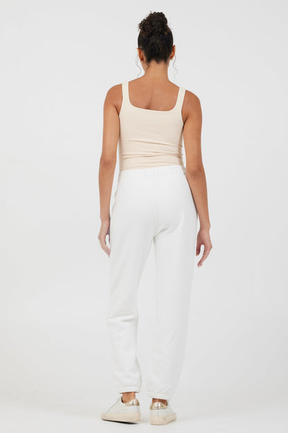White Essentials Fleece Joggers | Vintage Havana