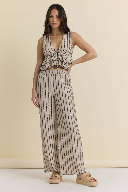 Novelty Knit Front Tie Top | Vintage Havana