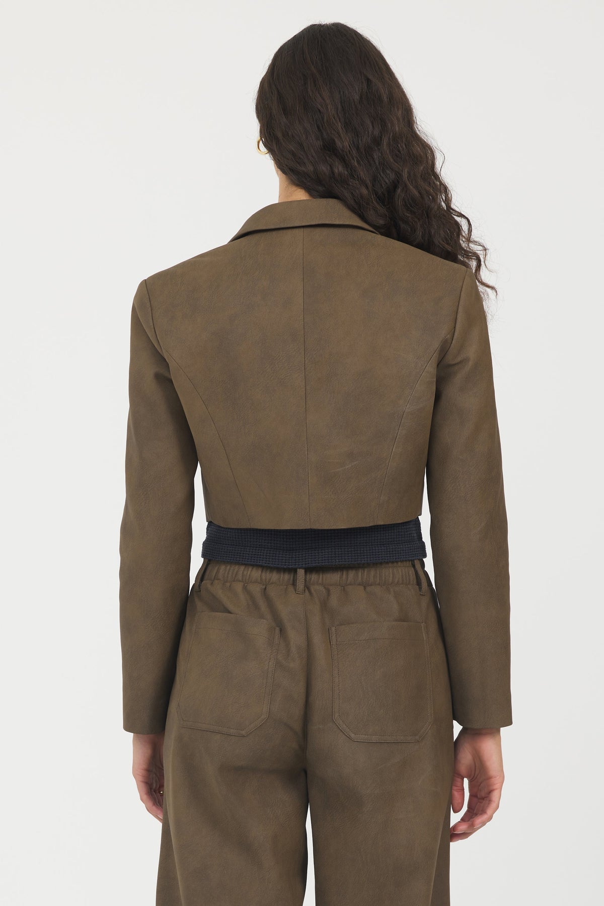 Faux Leather Cropped Blazer | Vintage Havana