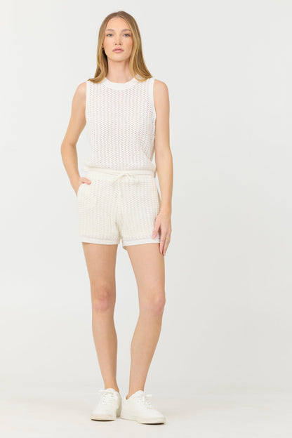 White Open Crochet Shorts | Vintage Havana