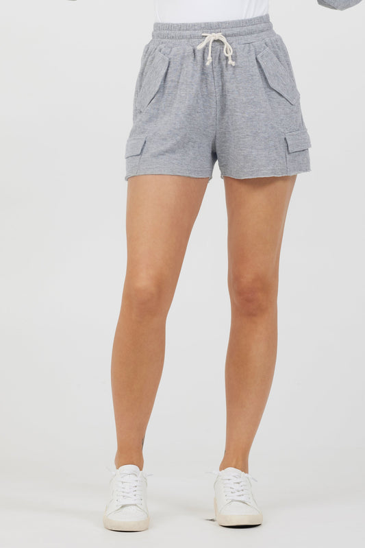 Heather Grey Bounded Textured Jersey Shorts | Vintage Havana