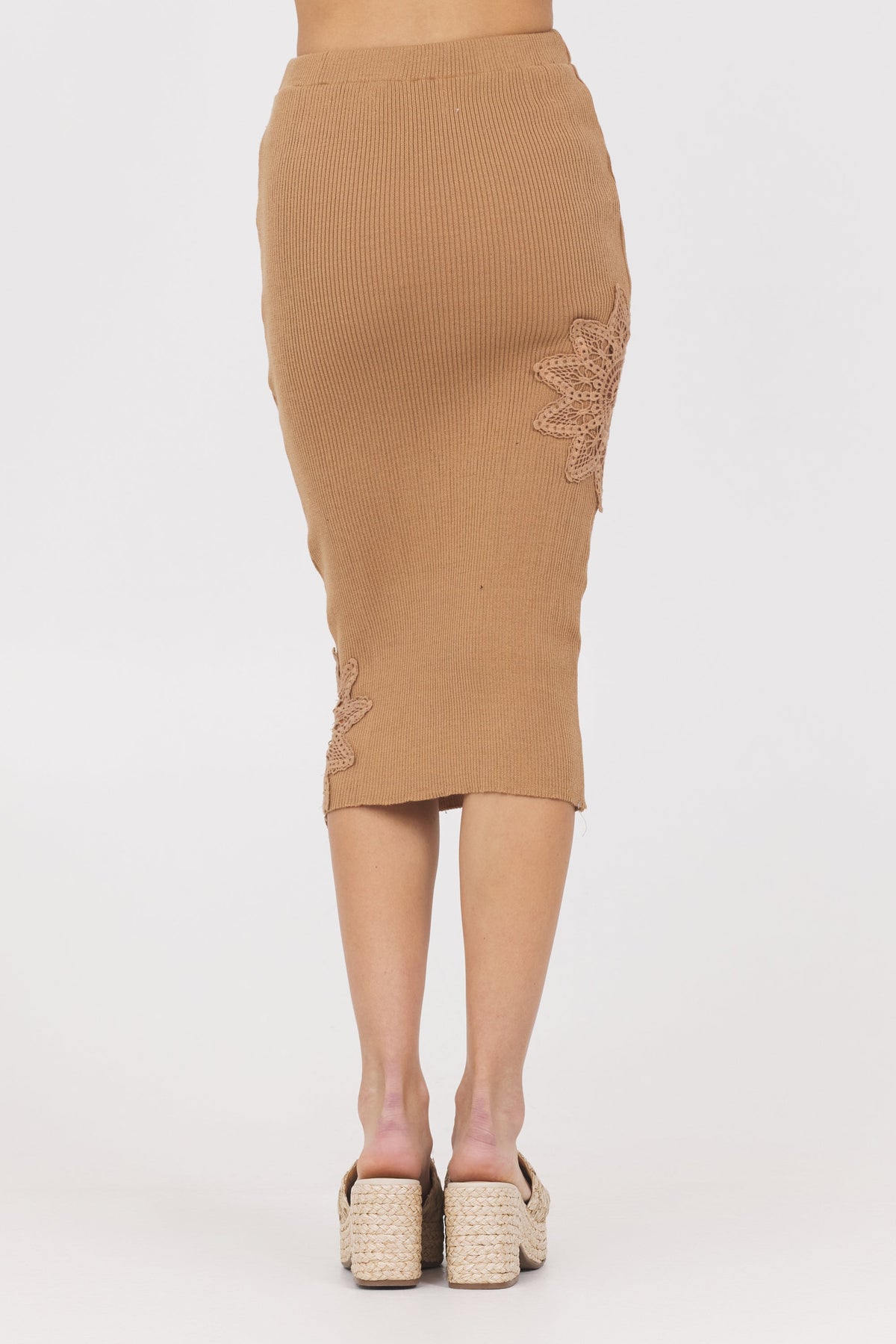 Caramel Rib Midi Skirt w/ Crochet Insert | Vintage Havana
