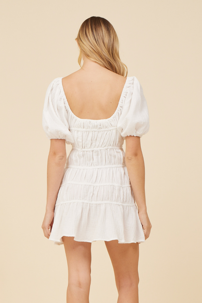White Gauze w/ Jersey Combo Dress | Vintage Havana