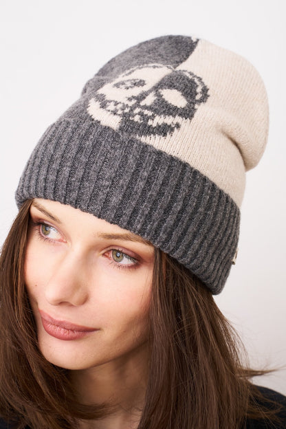 SKULL PATTERN BEANIE | Vintage Havana