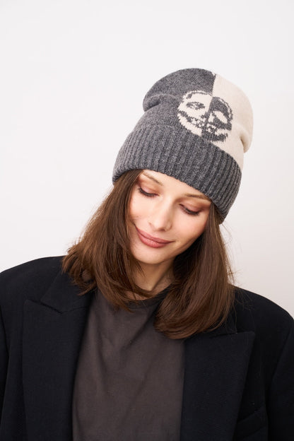 SKULL PATTERN BEANIE | Vintage Havana