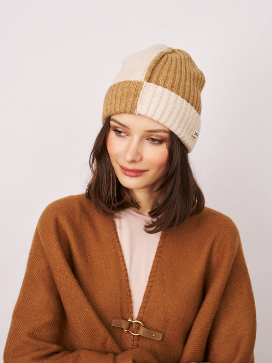SEAM PATTERN BEANIE - TAN | Vintage Havana