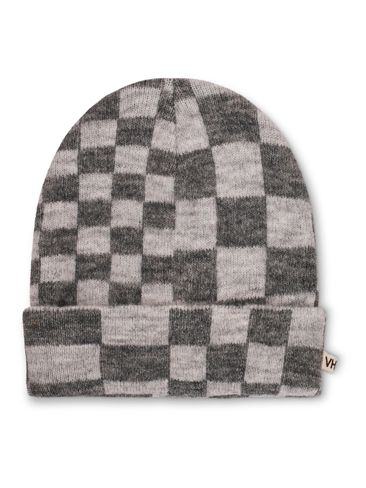 CHECK PATTERN BEANIE - GREY | Vintage Havana