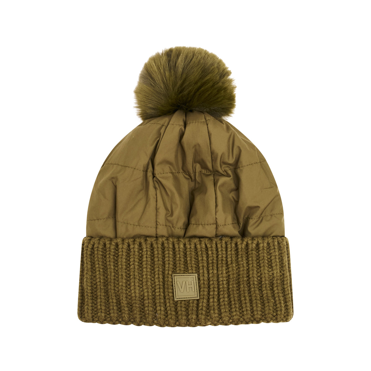 PUFFER POMPOM HAT - OLIVE | Vintage Havana