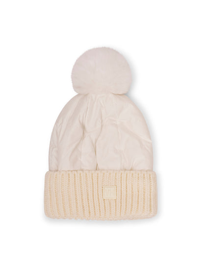 PUFFER POMPOM HAT - WHITE | Vintage Havana