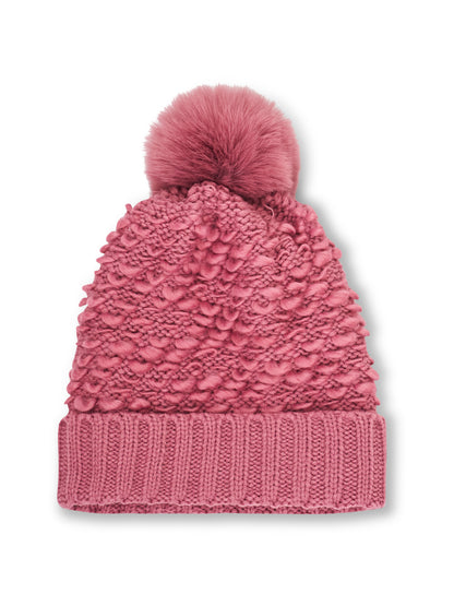 TURN UP POMPOM HAT - BLUSH | Vintage Havana