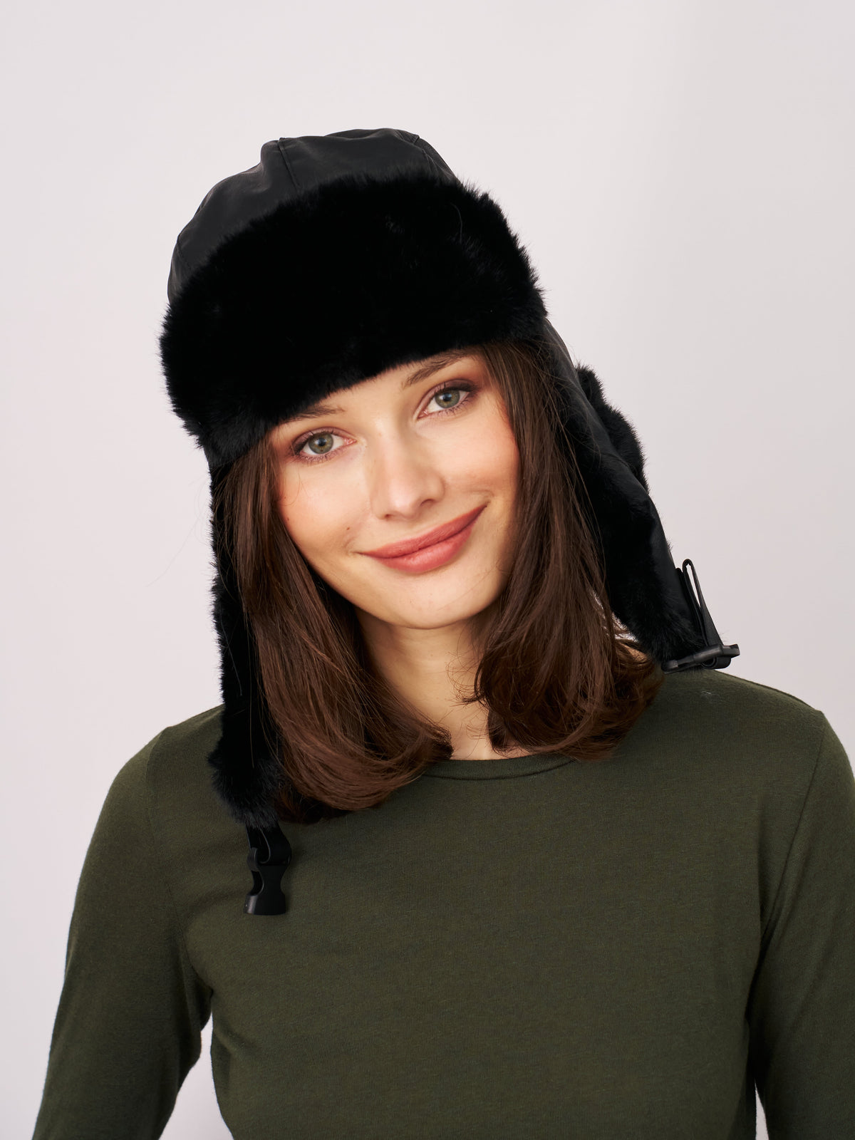 FUR TRAPPER HAT - BLACK | Vintage Havana