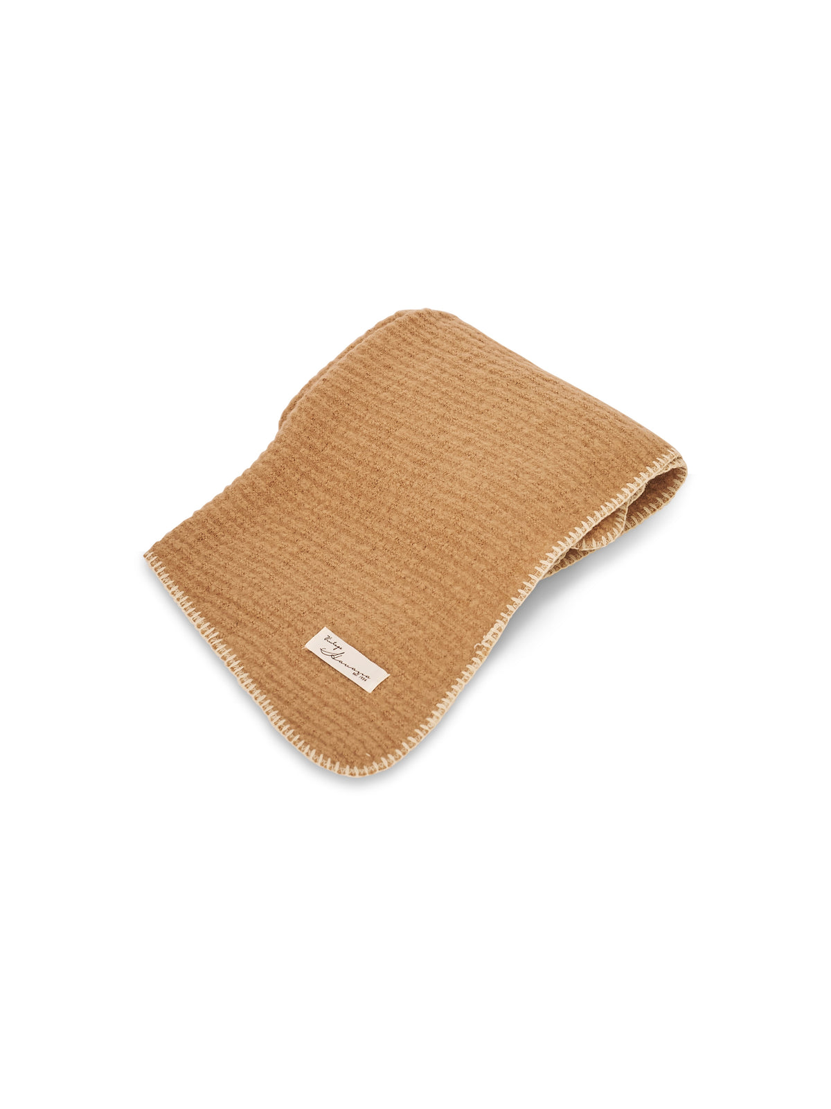 BLANKET STITCH KNIT SCARF - WHEAT/IVORY | Vintage Havana