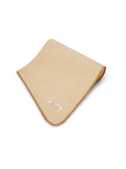BLANKET STITCH KNIT SCARF - IVORY/WHEAT | Vintage Havana