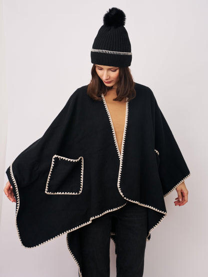WHIPSTITCH RUANA WITH POCKETS | Vintage Havana
