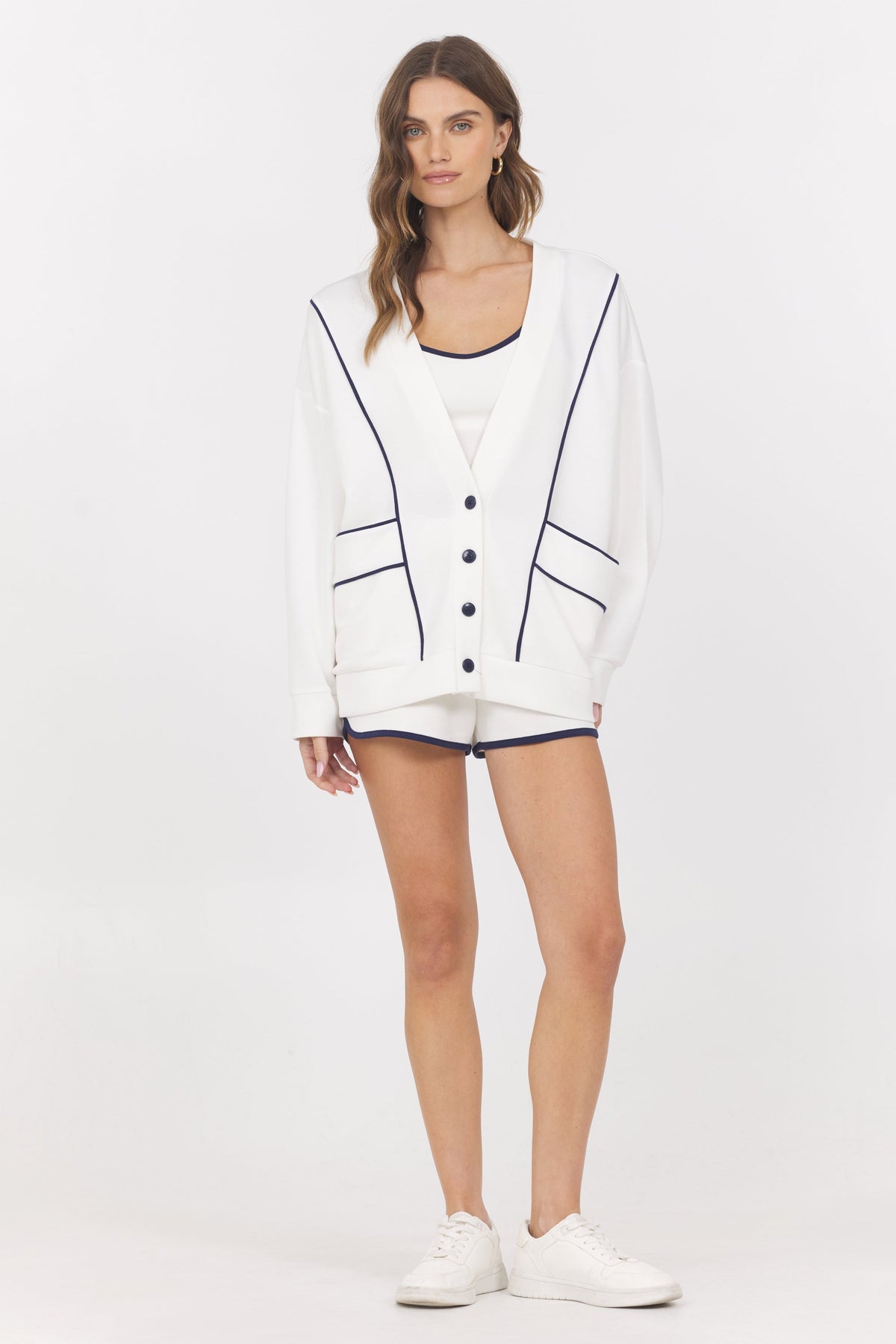 Cloud w/ Piping Cardigan | Vintage Havana
