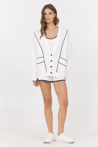 Cloud w/ Piping Cardigan | Vintage Havana