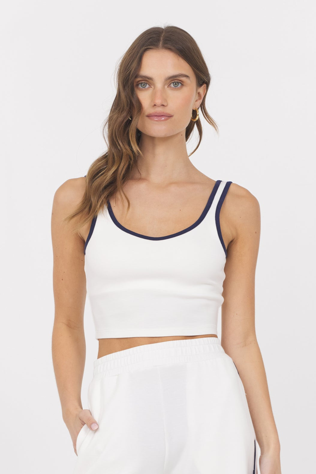 White Navy Cloud w/ Piping Tank | Vintage Havana