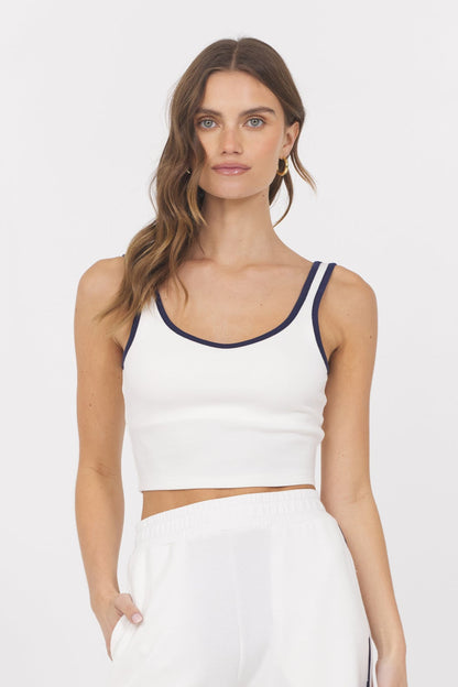 White Navy Cloud w/ Piping Tank | Vintage Havana