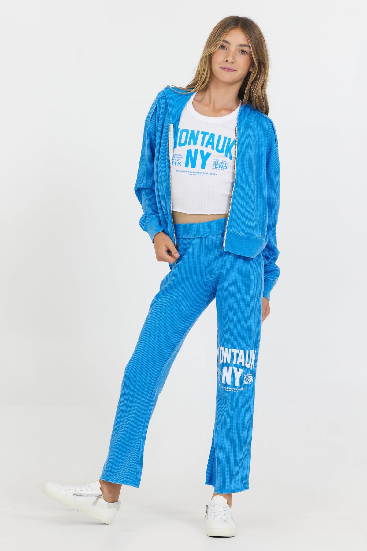 Kids "Montauk" Burnout Thermal Zip Hoodie | Vintage Havana