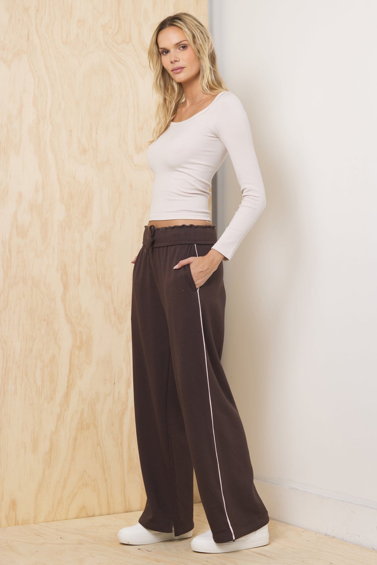 Teddy Fleece Wide Leg Pant | Vintage Havana