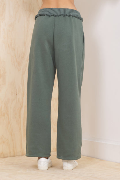 Fleece Pant with Rib Waistband - Olive | Vintage Havana