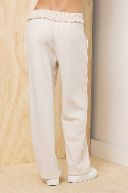 Fleece Pant with Rib Waistband - Bone | Vintage Havana