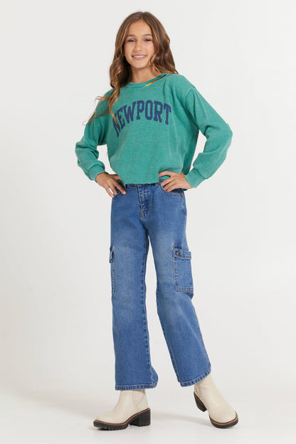 Kids Vintage Green Newport Stitch Neck | Vintage Havana