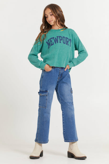 Kids Vintage Green Newport Stitch Neck | Vintage Havana