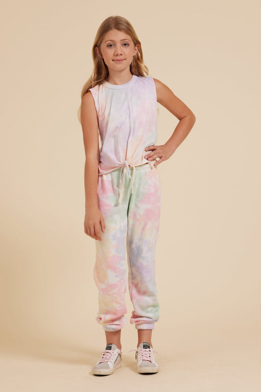 Tropical Summer Tie Dye Tie Front Tank | Vintage Havana