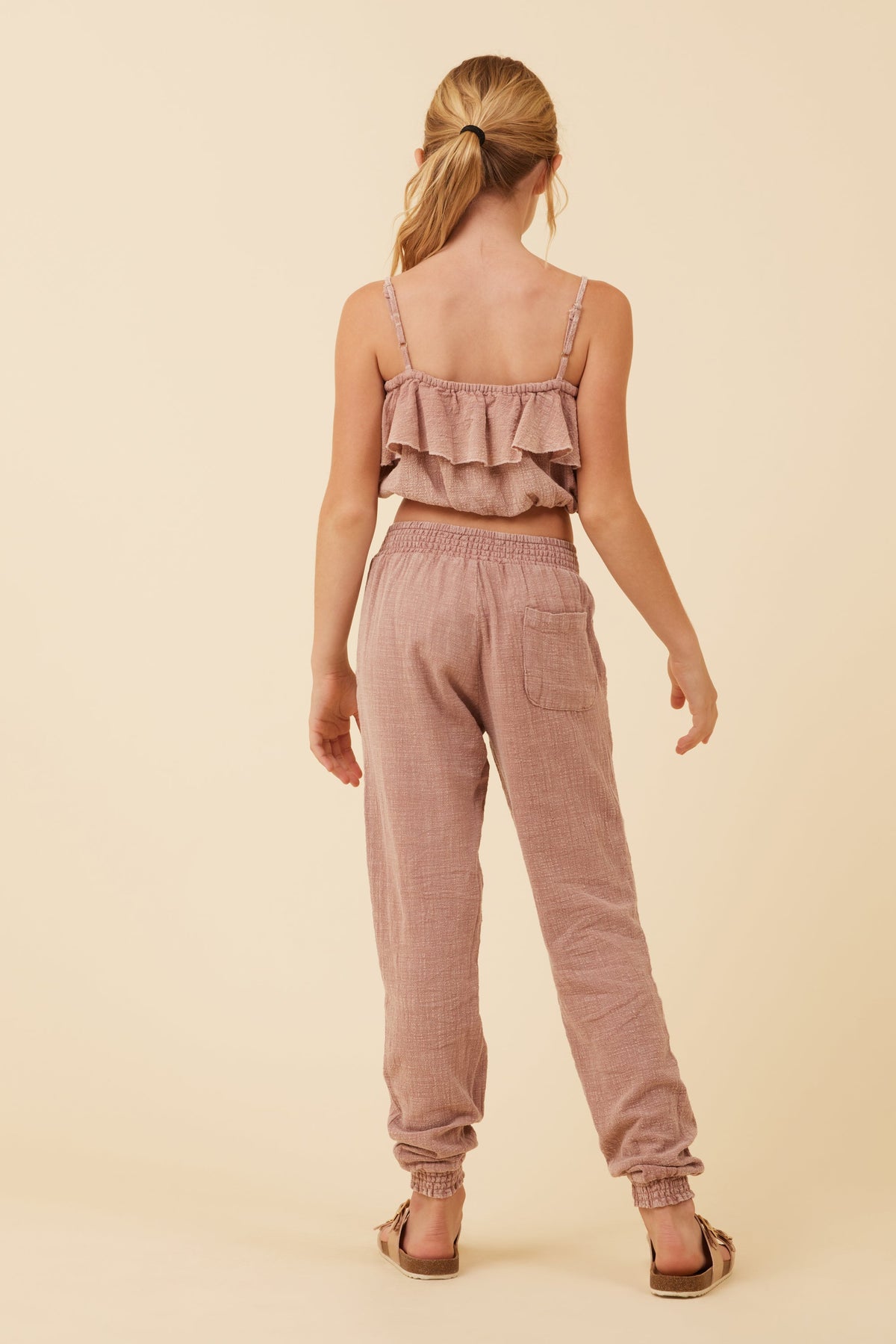 Washed Mauve Texture Ruffle Tube Top | Vintage Havana