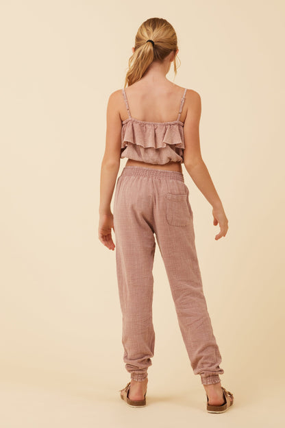 Washed Mauve Texture Ruffle Tube Top | Vintage Havana