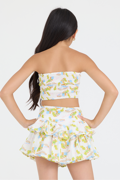 Kids Smocked Waist Ruffle Skort | Vintage Havana