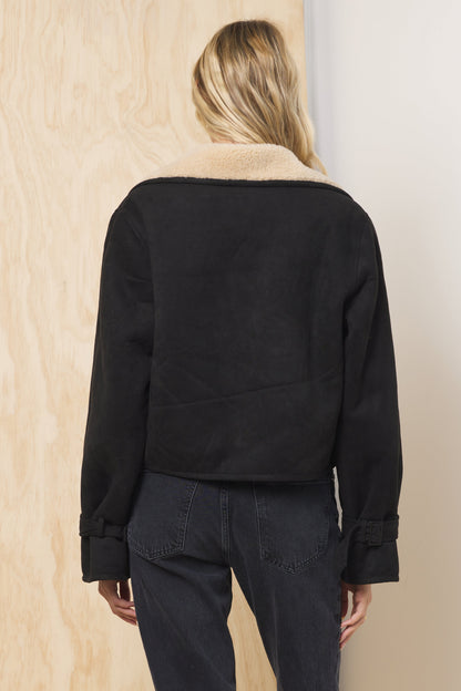Suede Sherpa Short Trench | Vintage Havana
