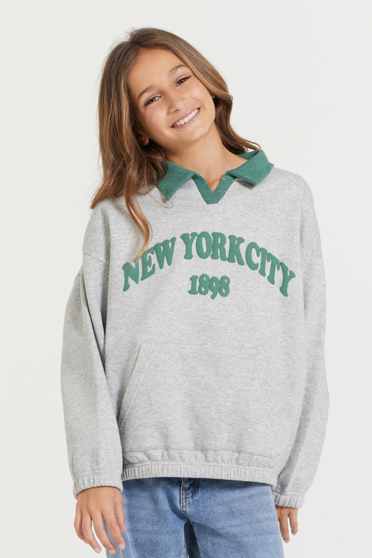 Kids Hunter Green and Grey NYC Oversized Polo | Vintage Havana