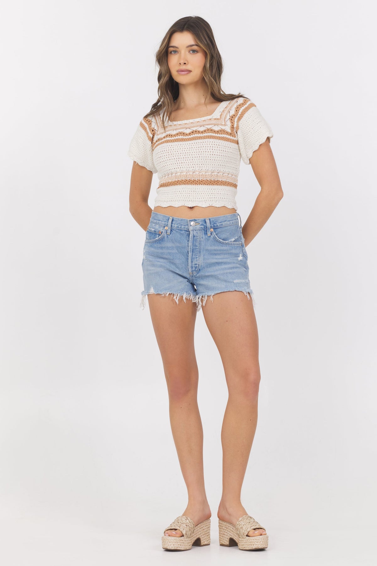 Crochet Short Sleeve Sweater | Vintage Havana
