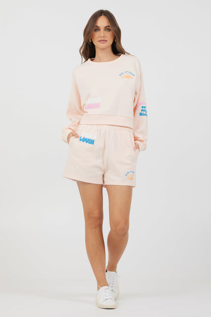 Peach Parfait W/ Multi Puff Print Surf Wash Crewneck | Vintage Havana