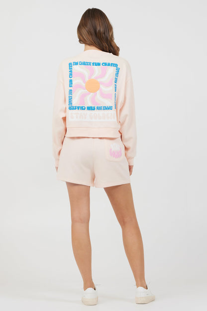 Peach Parfait W/ Multi Puff Print Surf Wash Crewneck | Vintage Havana