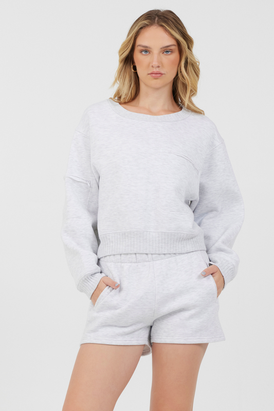 Grey Icicle Essential Fleece Crewneck | Vintage Havana