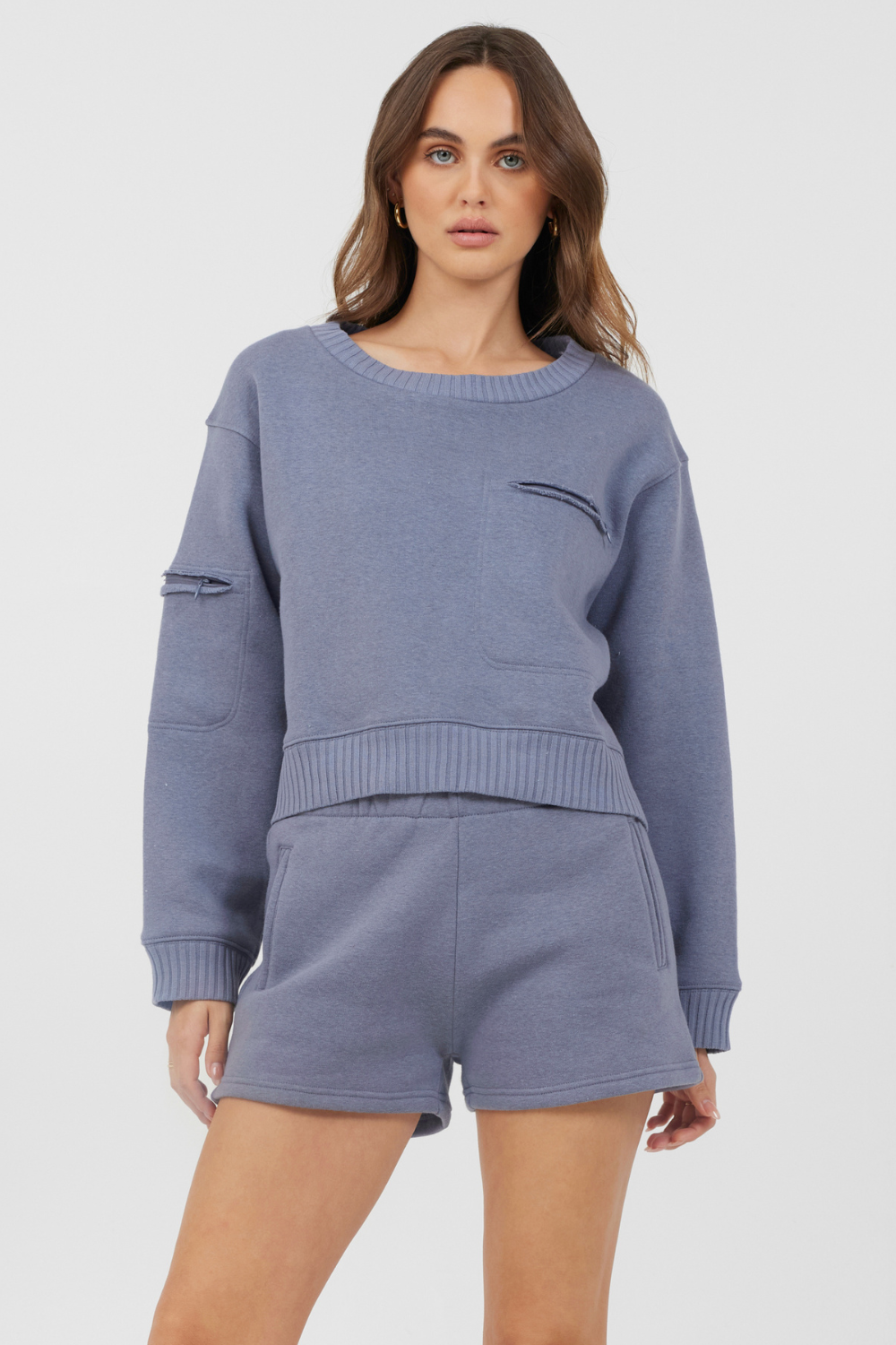 Storm Blue Essential Fleece Crewneck | Vintage Havana