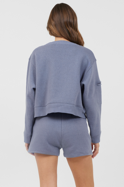 Storm Blue Essential Fleece Crewneck | Vintage Havana