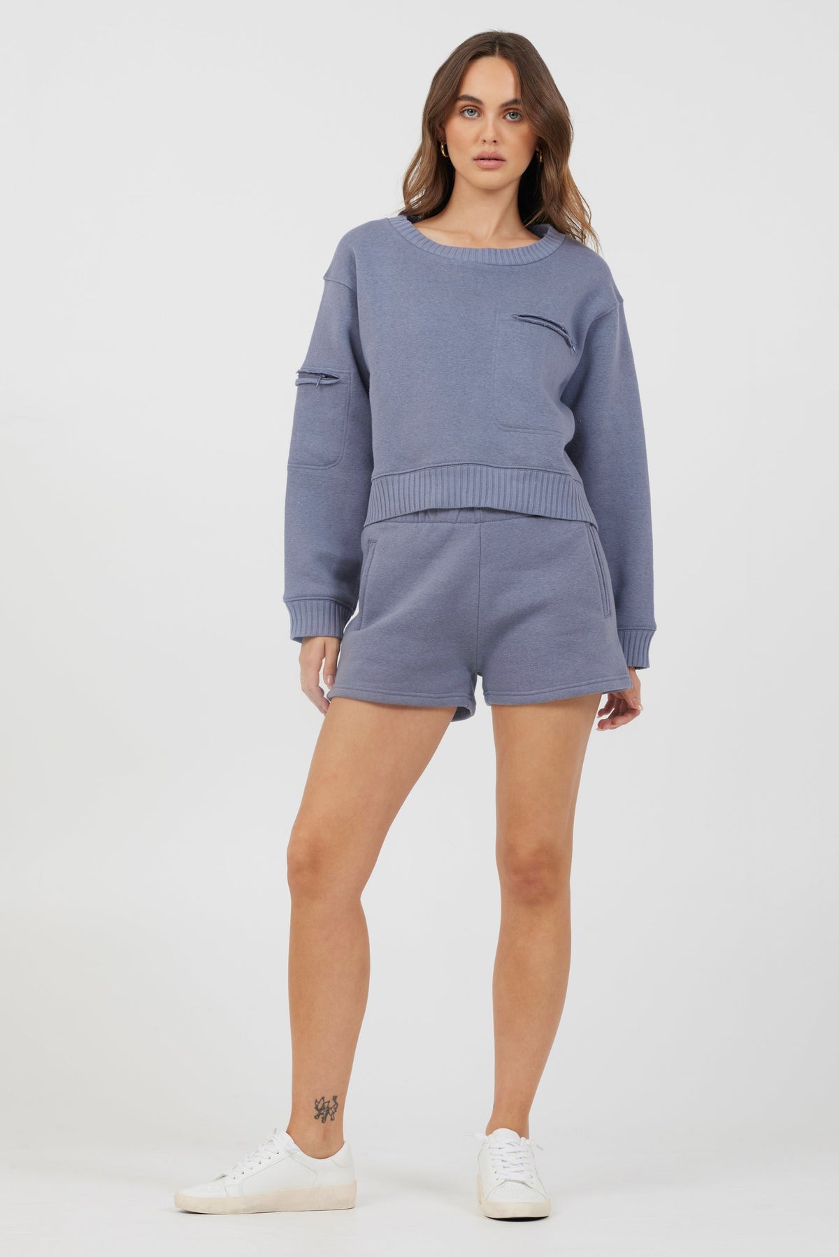 Storm Blue Essential Fleece Crewneck | Vintage Havana