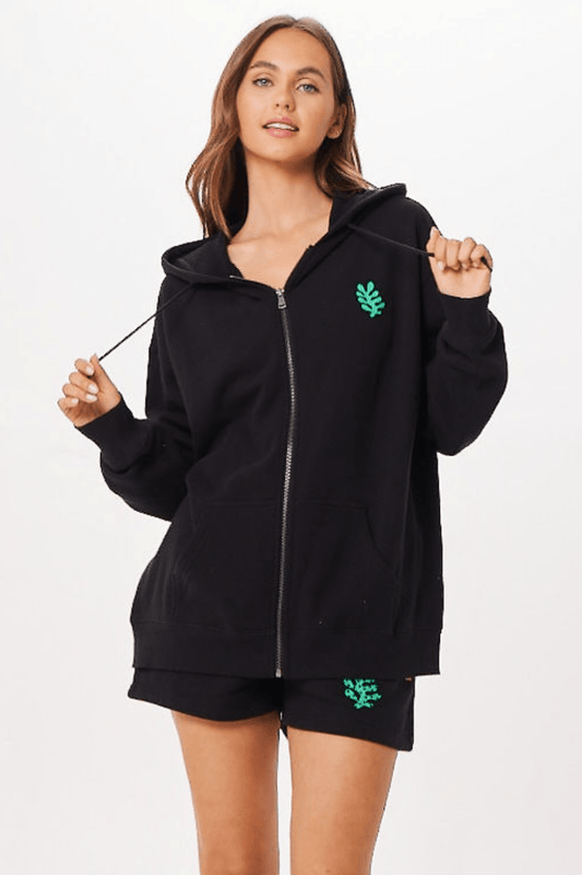 Black Tulum Jet Setter Surf Wash Zip Up | Vintage Havana