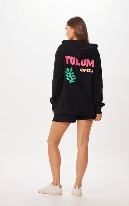 Black Tulum Jet Setter Surf Wash Zip Up | Vintage Havana