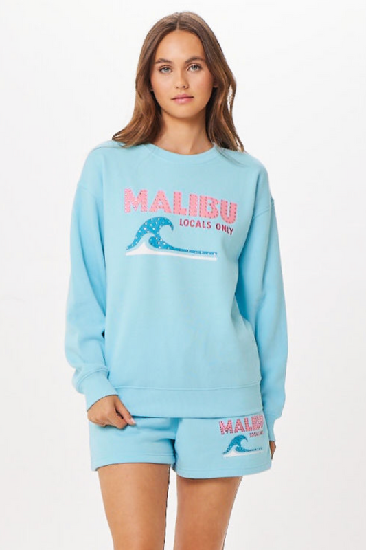 Tropical Blue Malibu Jet Setter Surf Wash Crewneck | Vintage Havana
