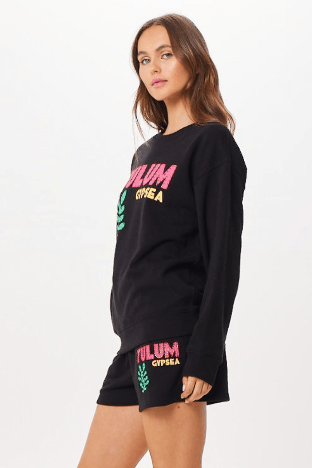 Black Tulum Jet Setter Surf Wash Crewneck | Vintage Havana